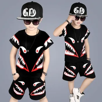 Yeni Yaz Çocuk Boys Giyim Takım Elbise T-Shirt + Pantolon Hip Hop Seti Streetwear Bebek Eşofman Çocuk giyim setleri 4 6 8 1012 Yıl