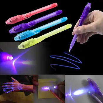 Aydınlık ışık kalem sihirli mor 2 İn 1 UV siyah ışık Combo çizim görünmez mürekkep kalem öğrenme eğitim oyuncaklar için çocuk