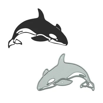 Metal Kesme Ölür Katil Balina Orca Desen Scrapbooking Dıy Okyanus Kart Kaynağı Kesici Stencil Klip kuşe kağıt dekorasyon kalıbı