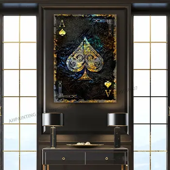 Ace Maça Kartı Poker Posteri Jack Kraliçe Ve Kral Oyun Kartları sanat tuval Boyama Baskı Resim Oturma Odası İçin ev dekor