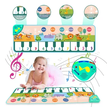 Müzikal Piyano Mat Çocuklar Toddlers için Kat Klavye Dans Mat 8 Hayvan Sesleri ile Bebek Mat Çalışma Eğitici Oyuncaklar 110x36cm