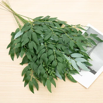 5 Adet Yapay Sahte Bitkiler Söğüt Yaprakları Yeşil Sıra Çim Düğün Dalları Yeşil Ev Ofis Eğlence Alanı Süslemeleri