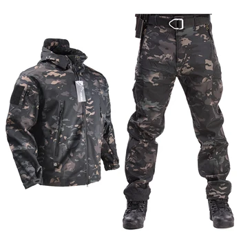 HAN VAHŞİ Ordu Ceket veya Pantolon Yumuşak Kabuk Elbise Taktik Takım Elbise Su Geçirmez Ceket Erkekler Uçuş Pilot Seti Askeri Alan Giyim