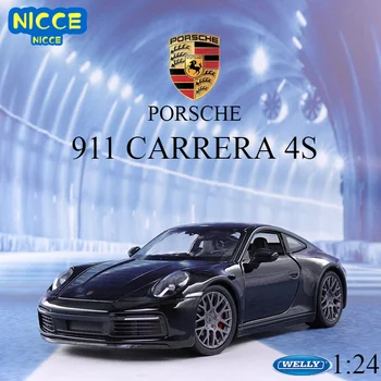 Welly 1: 24 Porsche 911 Carrera 4 S Spor Araba Beyaz Simülasyon Alaşım Araba Modeli El Sanatları Dekorasyon Koleksiyonu Oyuncak Araçları Hediye B75
