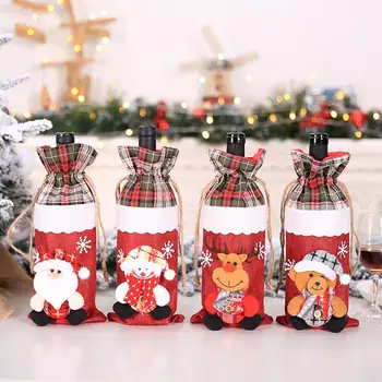 Noel şarap şişesi kapağı Merry Christmas Dekorasyon Ev İçin 2022 Noel Süsler Dekor Mutlu Yeni Yıl 2023 Navid Noel
