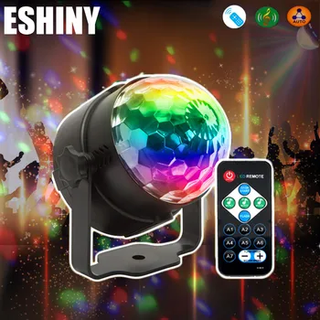 ESHINY MİNİ 3/6W kristal sihirli top RGB 6 renk LED sahne efekti ışık dönen tam renkli DJ Dans parti odası disko ampul lamba R5