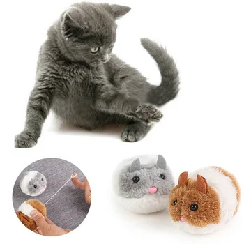 Kedi Oyuncak Peluş Kürk Oyuncak Clockwork Bahar Güç Peluş Fare Oyuncak Pet Yavru Komik Sıçan Emniyet Peluş Küçük Fare Interaktif Oyuncak