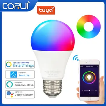 CORUI 15W Tuya WiFi Akıllı ışık LED Ampul B22 E27 RGB LED Lamba İşık APP Kontrolü LED Ampul E27 Alexa / Google Ev Alexa Alice İle