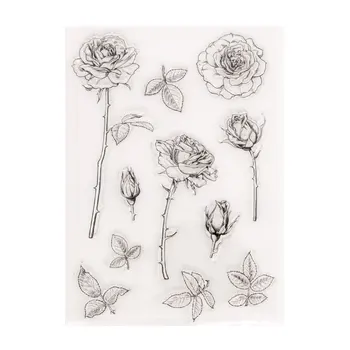 1 adet DIY Güzel Çiçekler Yapraklar Çiçek Damga Kauçuk Temizle Damga / Mühür Karalama Defteri Dekoratif Kart Yapımı Temizle Pullar