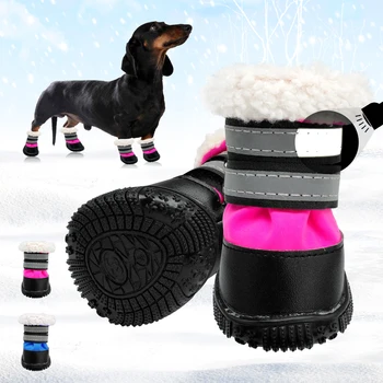 Kış Köpek Ayakkabı su geçirmez botlar evcil hayvan ayakkabısı Çorap Küçük Orta Köpekler İçin kaymaz Köpek Ayakkabı Bootie Kar Botları Yansıtıcı